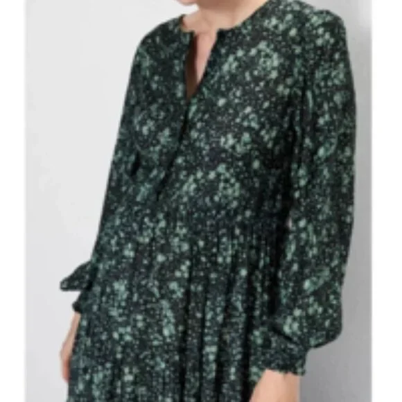 ZARA THE ANGEL DRESS FLORAL MIDI IN GREEN/BLACK Sz. XS - Picture 5 of 6